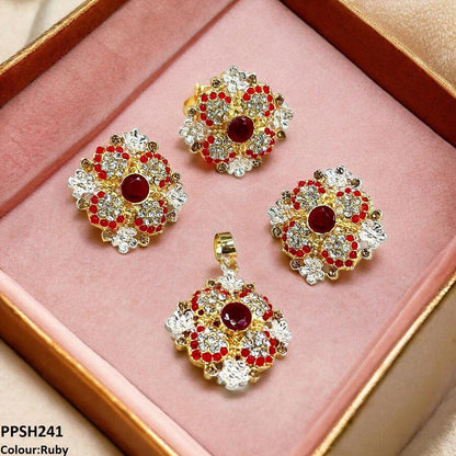 PPSH241 SDQ Square Flower Pendant Set