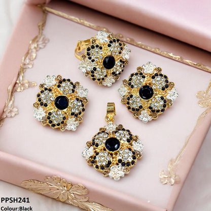 PPSH241 SDQ Square Flower Pendant Set