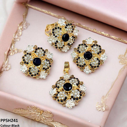 PPSH241 SDQ Square Flower Pendant Set
