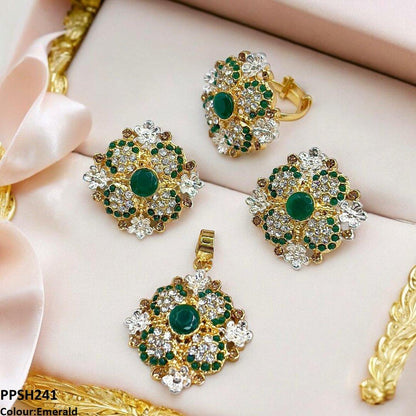PPSH241 SDQ Square Flower Pendant Set