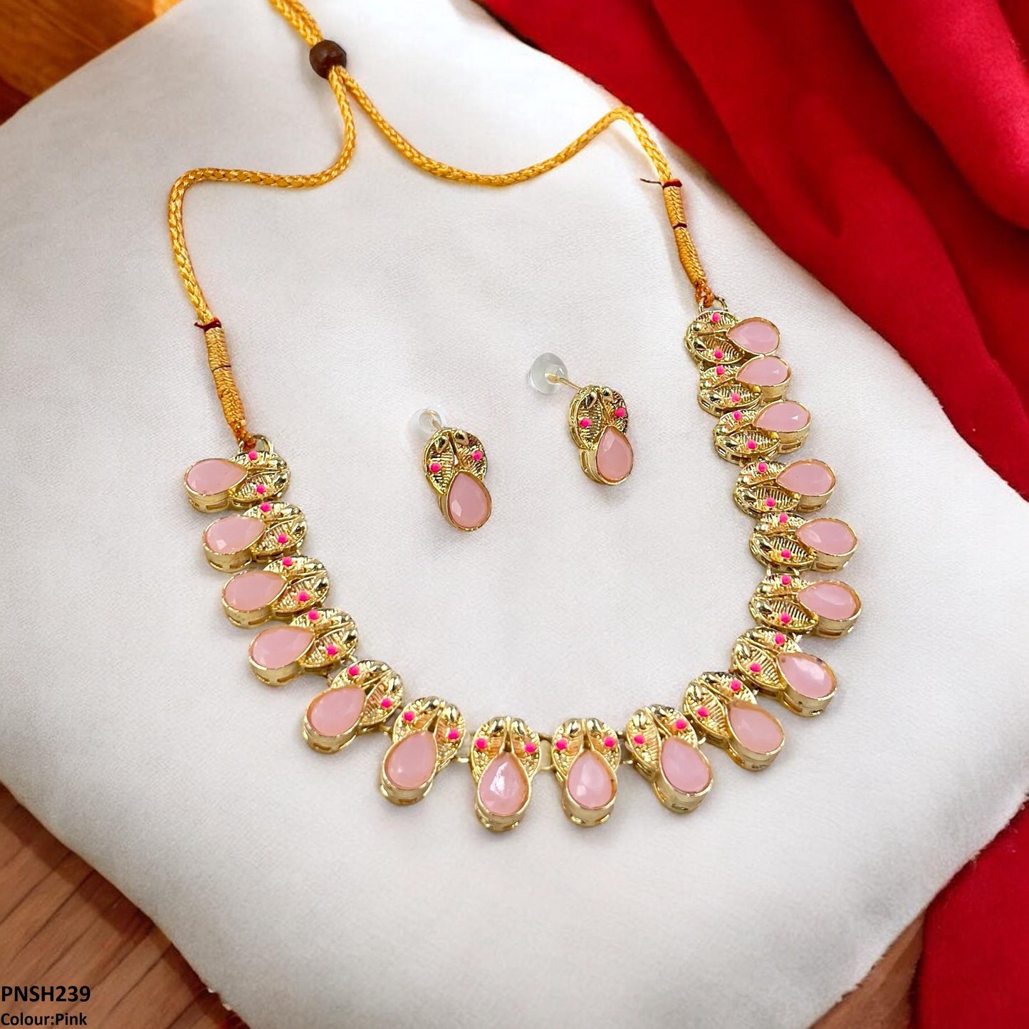 PNSH239 MZM Leaf/Tear Drop Necklace Set