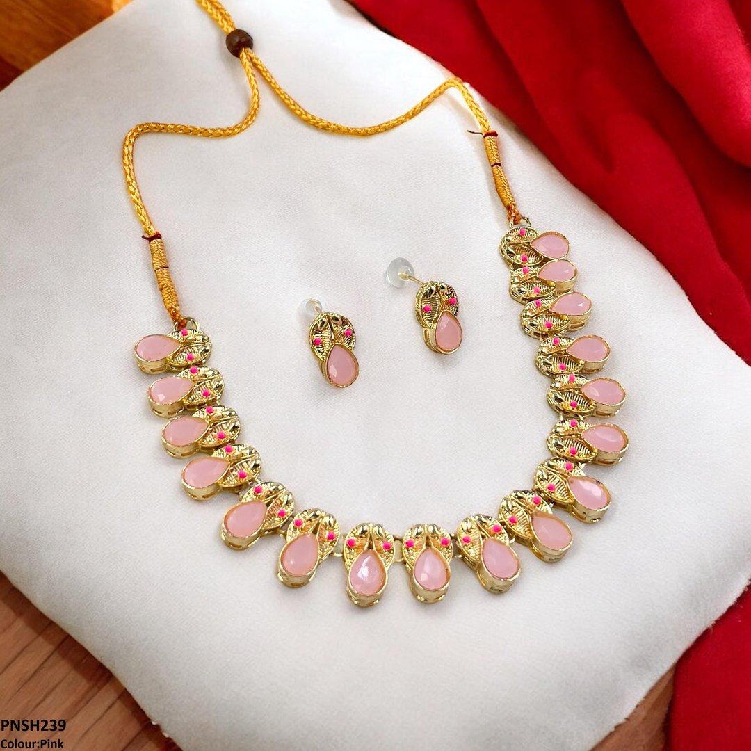 PNSH239 MZM Leaf/Tear Drop Necklace Set