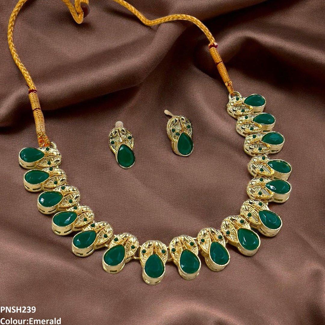 PNSH239 MZM Leaf/Tear Drop Necklace Set