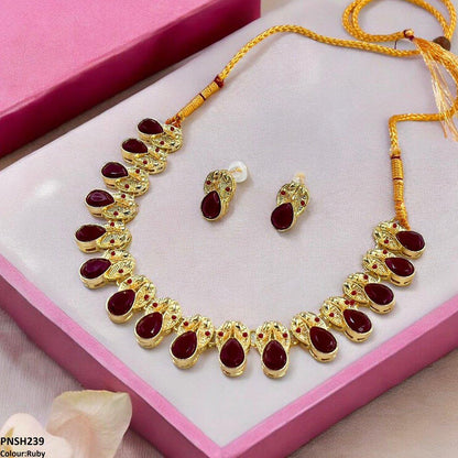 PNSH239 MZM Leaf/Tear Drop Necklace Set