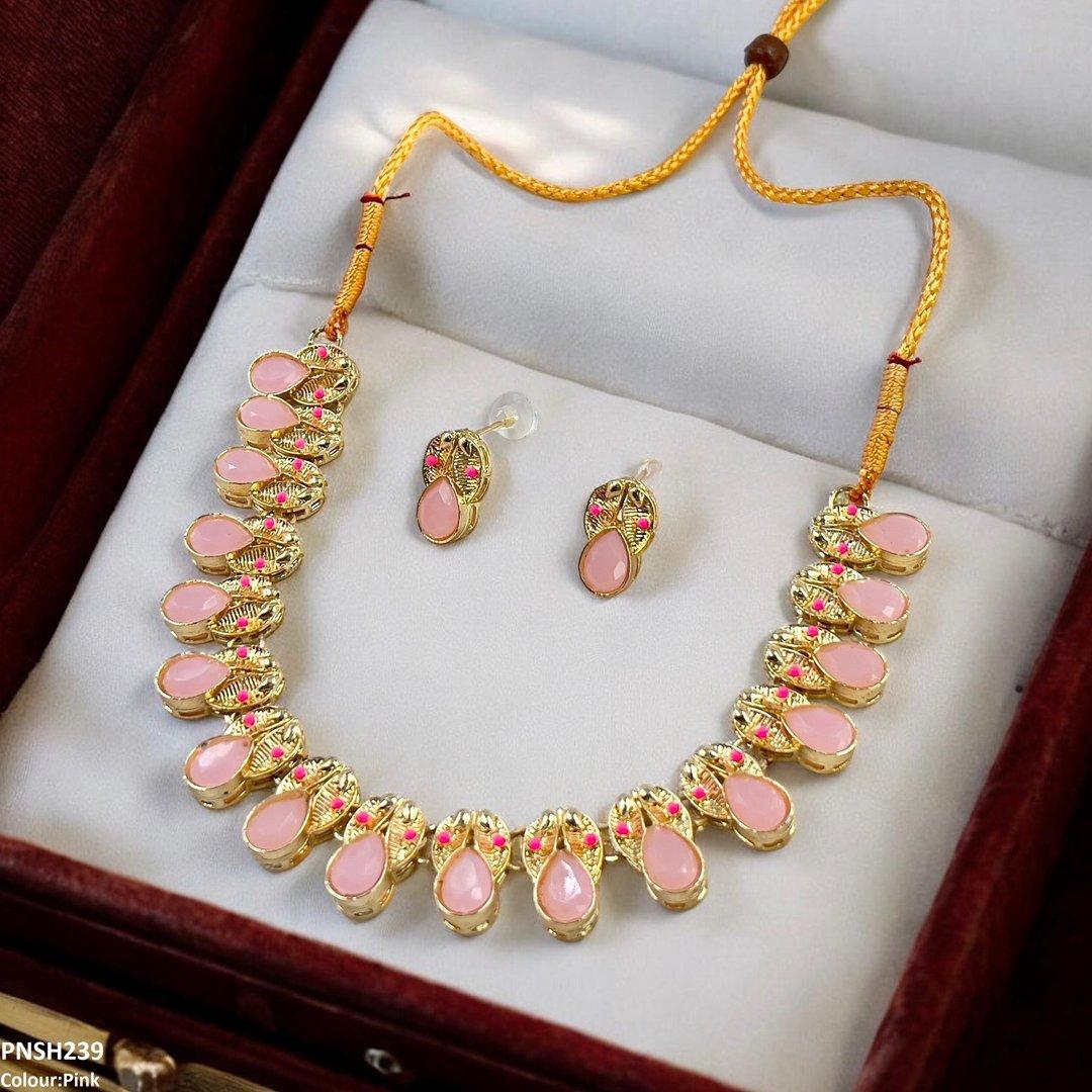 PNSH239 MZM Leaf/Tear Drop Necklace Set