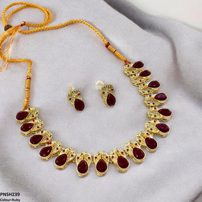 PNSH239 MZM Leaf/Tear Drop Necklace Set