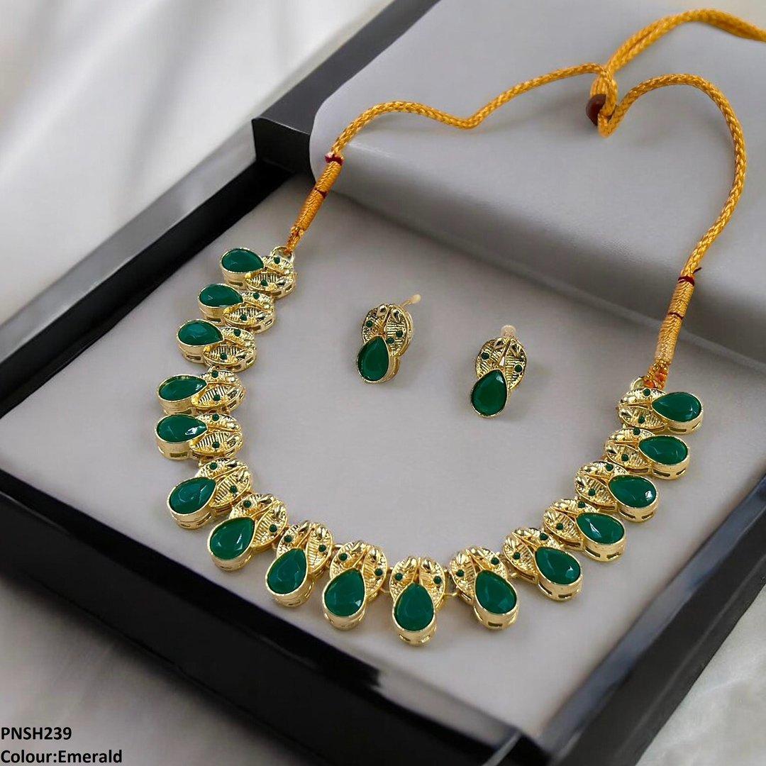 PNSH239 MZM Leaf/Tear Drop Necklace Set