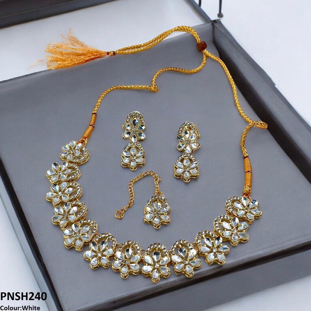 PNSH240 SDQ Flower Tear Stone Necklace Set