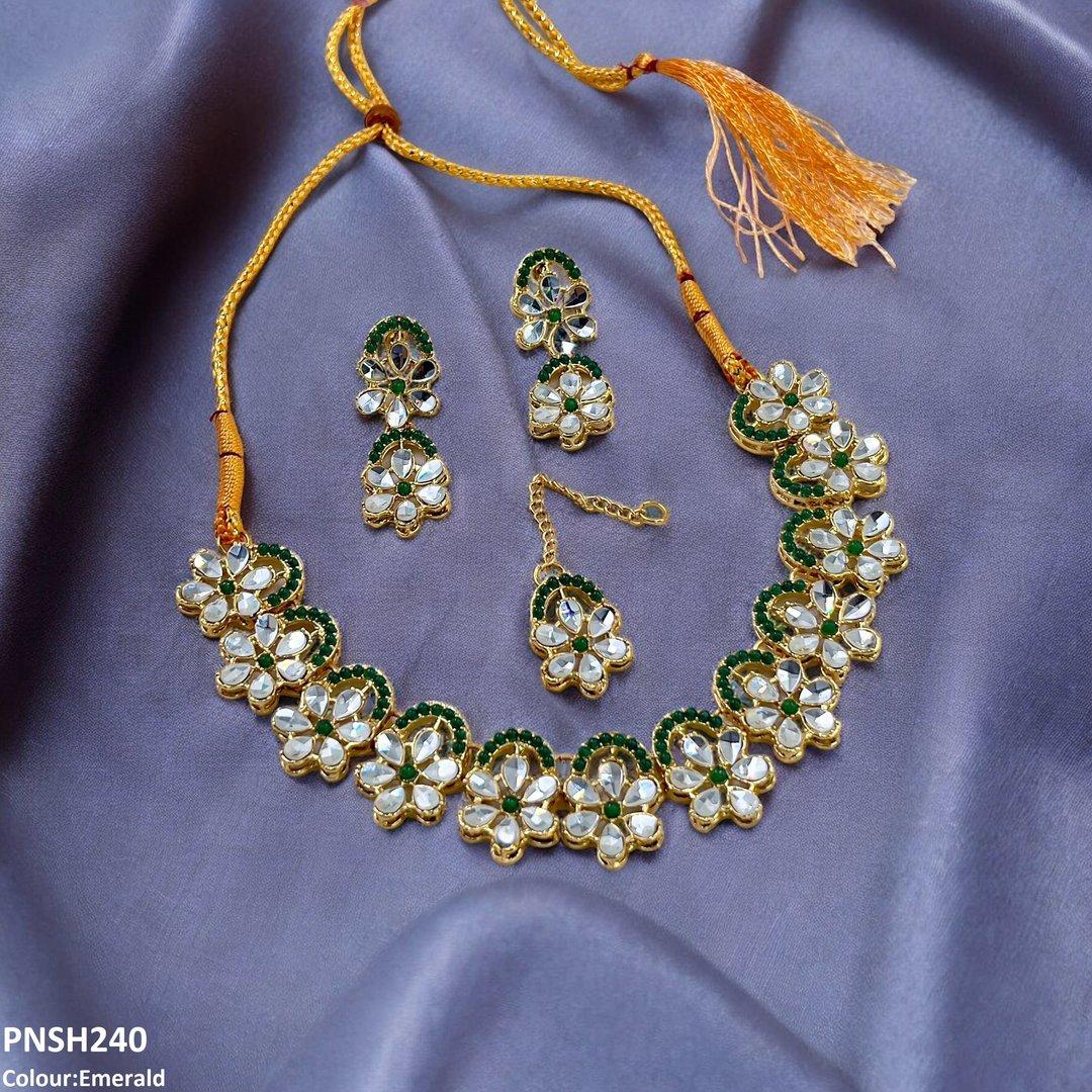 PNSH240 SDQ Flower Tear Stone Necklace Set