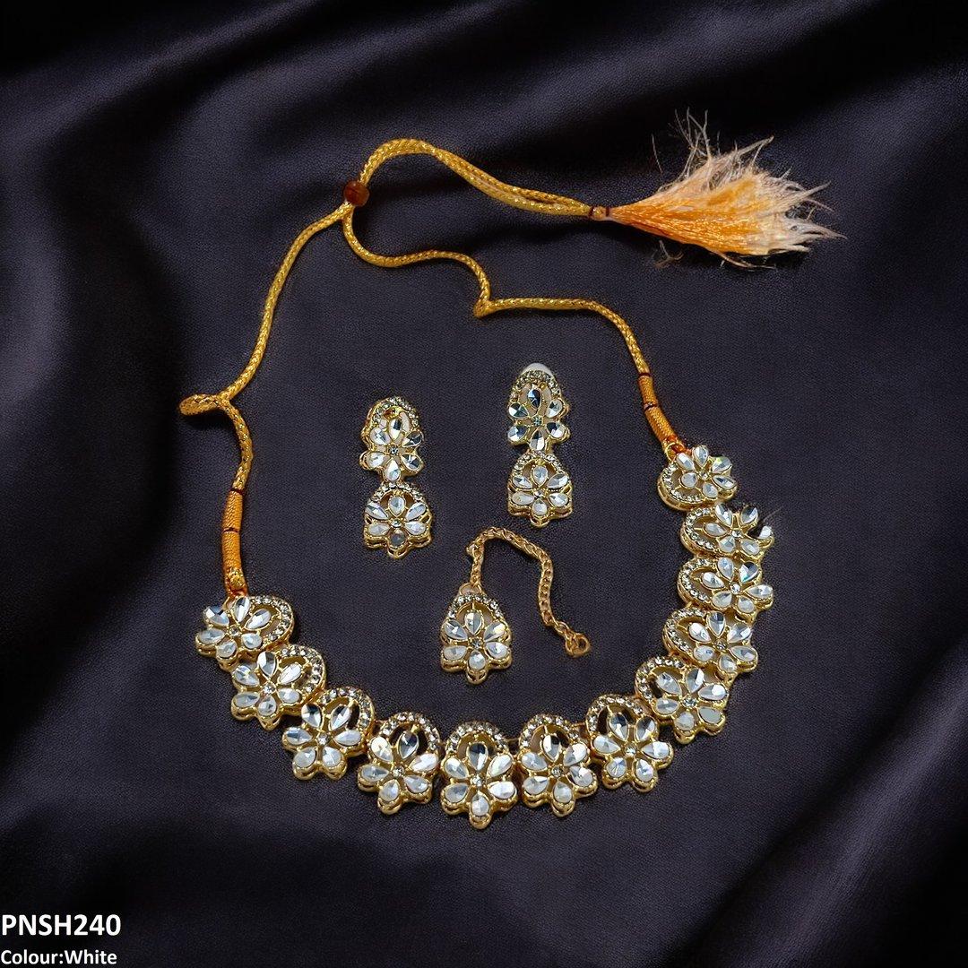 PNSH240 SDQ Flower Tear Stone Necklace Set