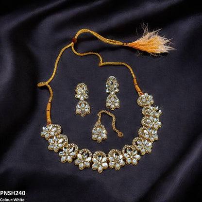 PNSH240 SDQ Flower Tear Stone Necklace Set