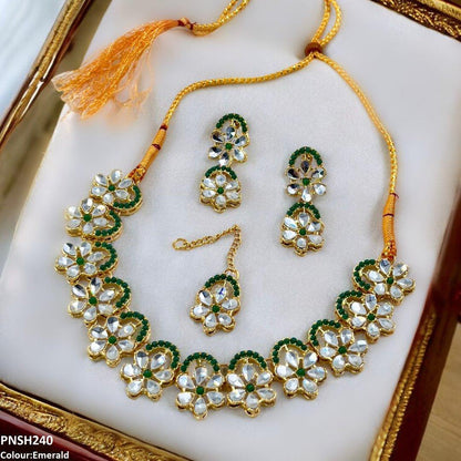 PNSH240 SDQ Flower Tear Stone Necklace Set