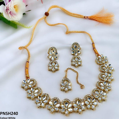 PNSH240 SDQ Flower Tear Stone Necklace Set