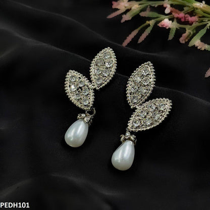 PEDH101 SDQ Double Tear/Pearl Drop Earrings