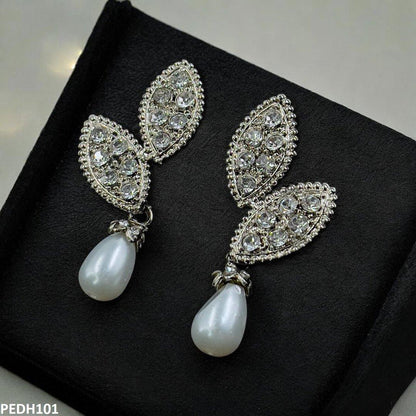 PEDH101 SDQ Double Tear/Pearl Drop Earrings