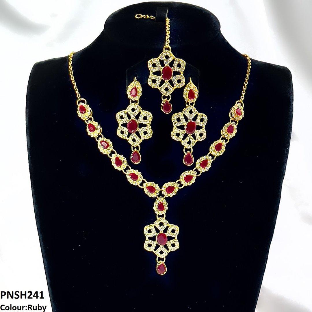 PNSH241 FRN Oval/Tear Drop Necklace Set