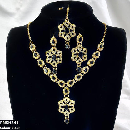 PNSH241 FRN Oval/Tear Drop Necklace Set