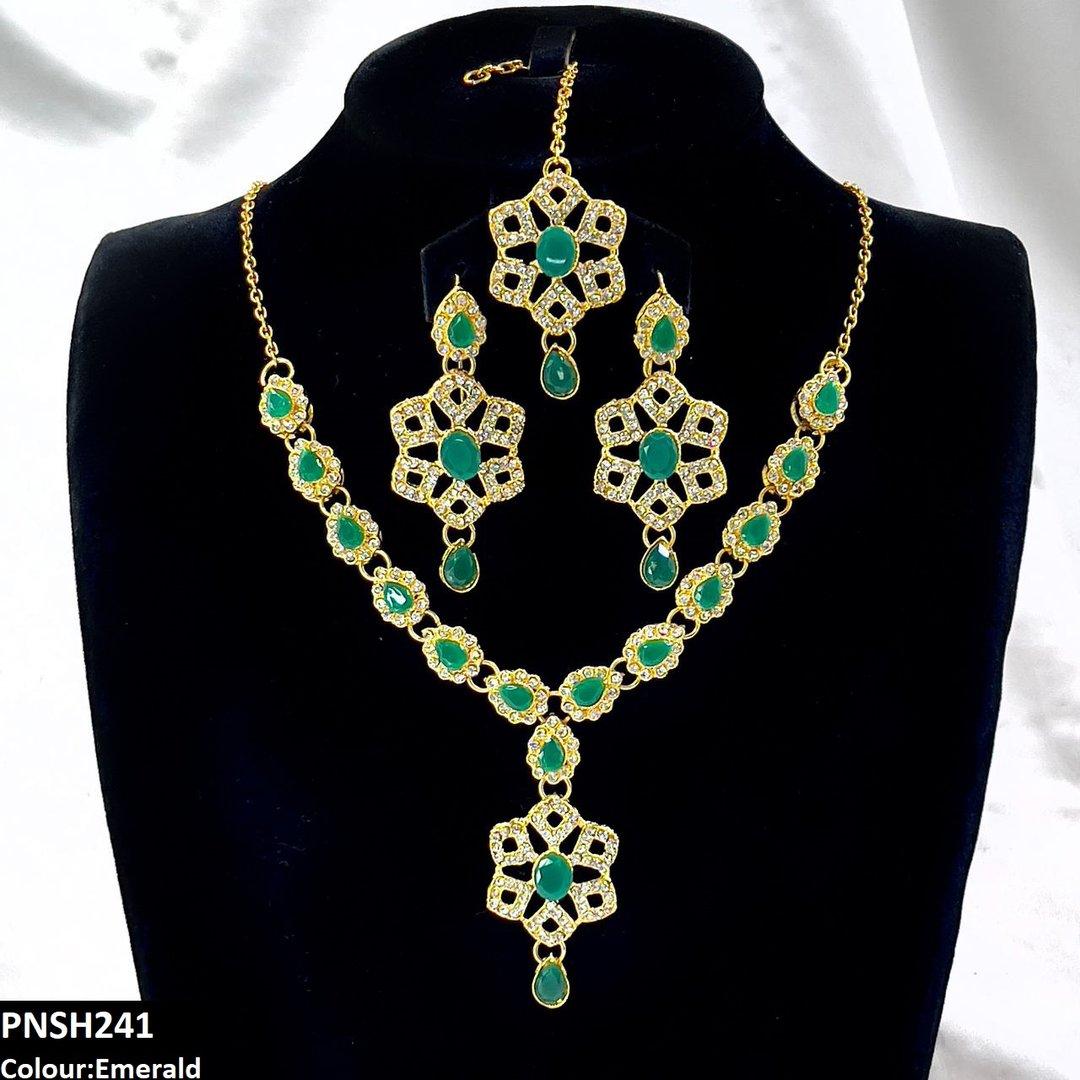PNSH241 FRN Oval/Tear Drop Necklace Set