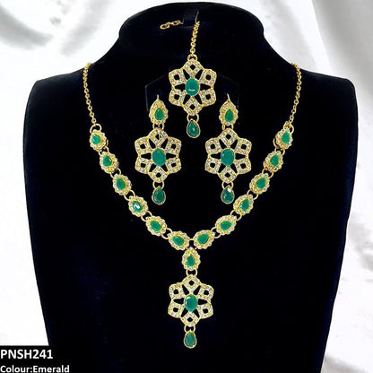 PNSH241 FRN Oval/Tear Drop Necklace Set