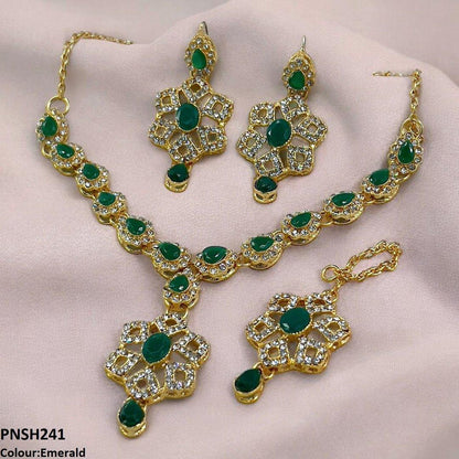 PNSH241 FRN Oval/Tear Drop Necklace Set