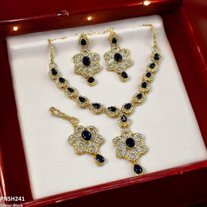 PNSH241 FRN Oval/Tear Drop Necklace Set