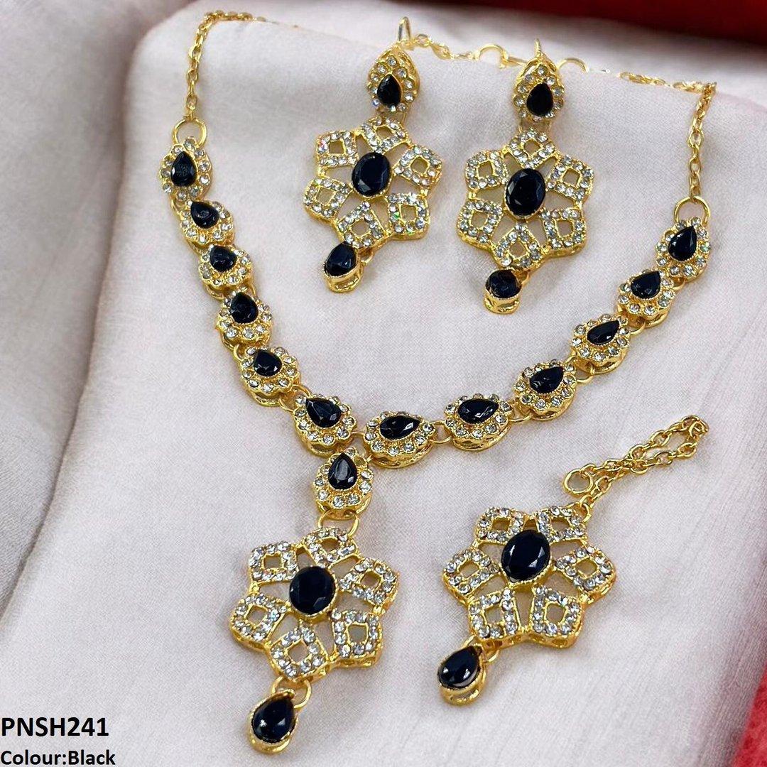 PNSH241 FRN Oval/Tear Drop Necklace Set