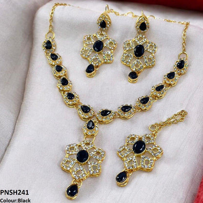 PNSH241 FRN Oval/Tear Drop Necklace Set