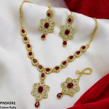 PNSH241 FRN Oval/Tear Drop Necklace Set