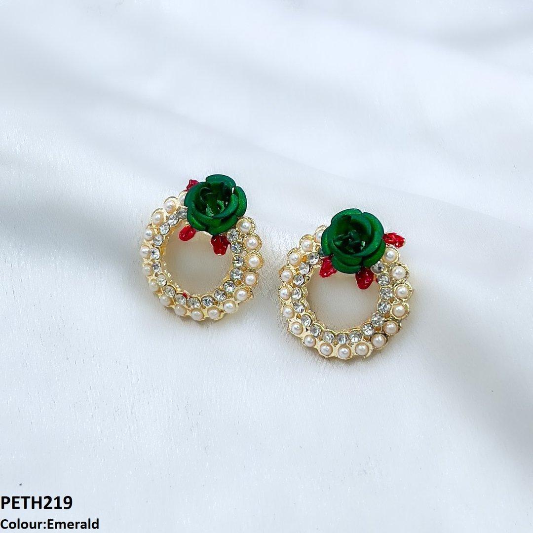 PETH219 SDQ Pearl Round Flower Tops Pair