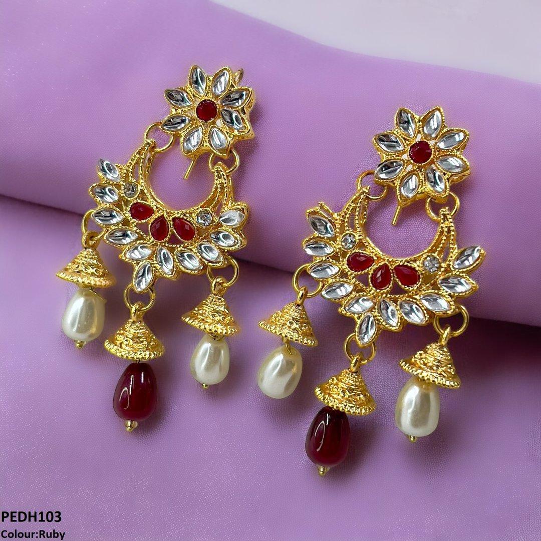 PEDH103 FRN Jhumki Pearl Drop Earrings