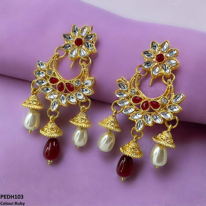 PEDH103 FRN Jhumki Pearl Drop Earrings