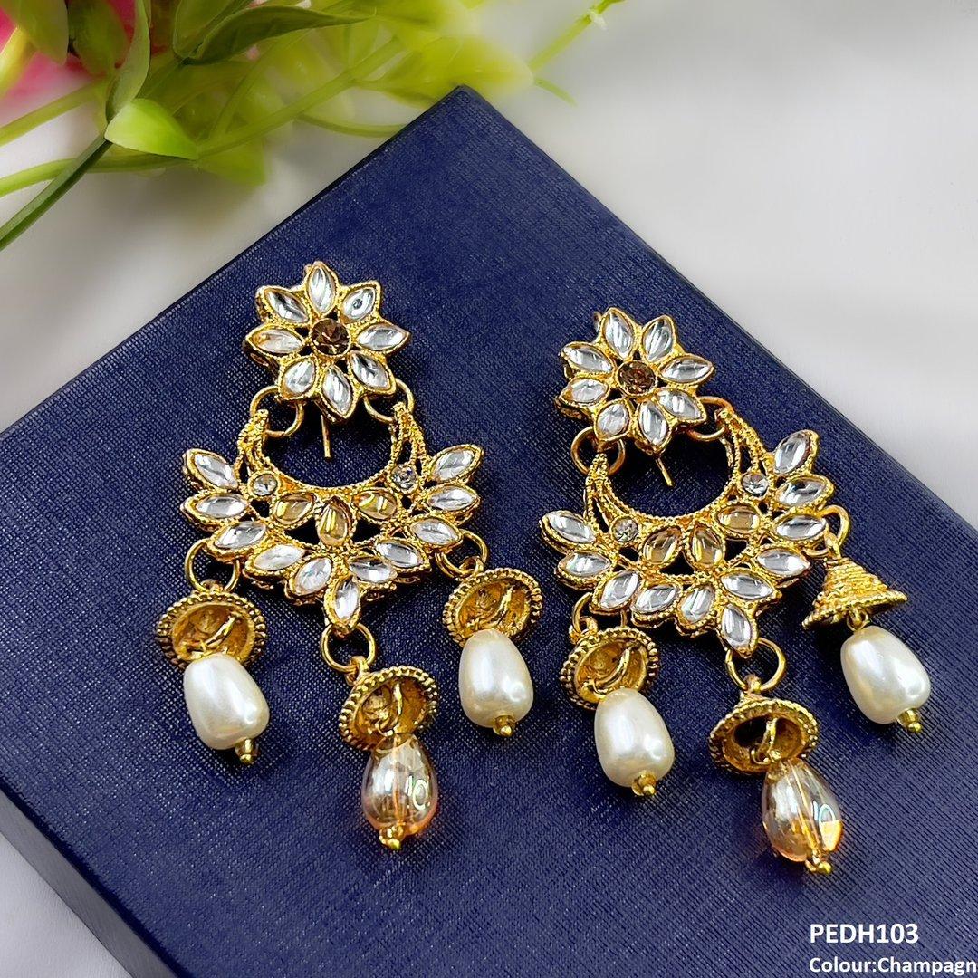 PEDH103 FRN Jhumki Pearl Drop Earrings
