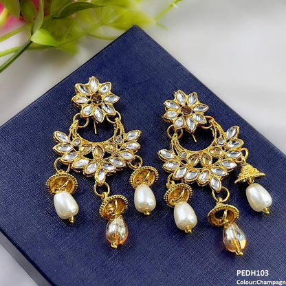 PEDH103 FRN Jhumki Pearl Drop Earrings