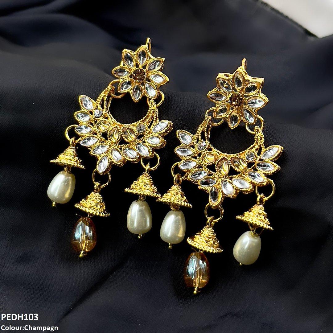 PEDH103 FRN Jhumki Pearl Drop Earrings