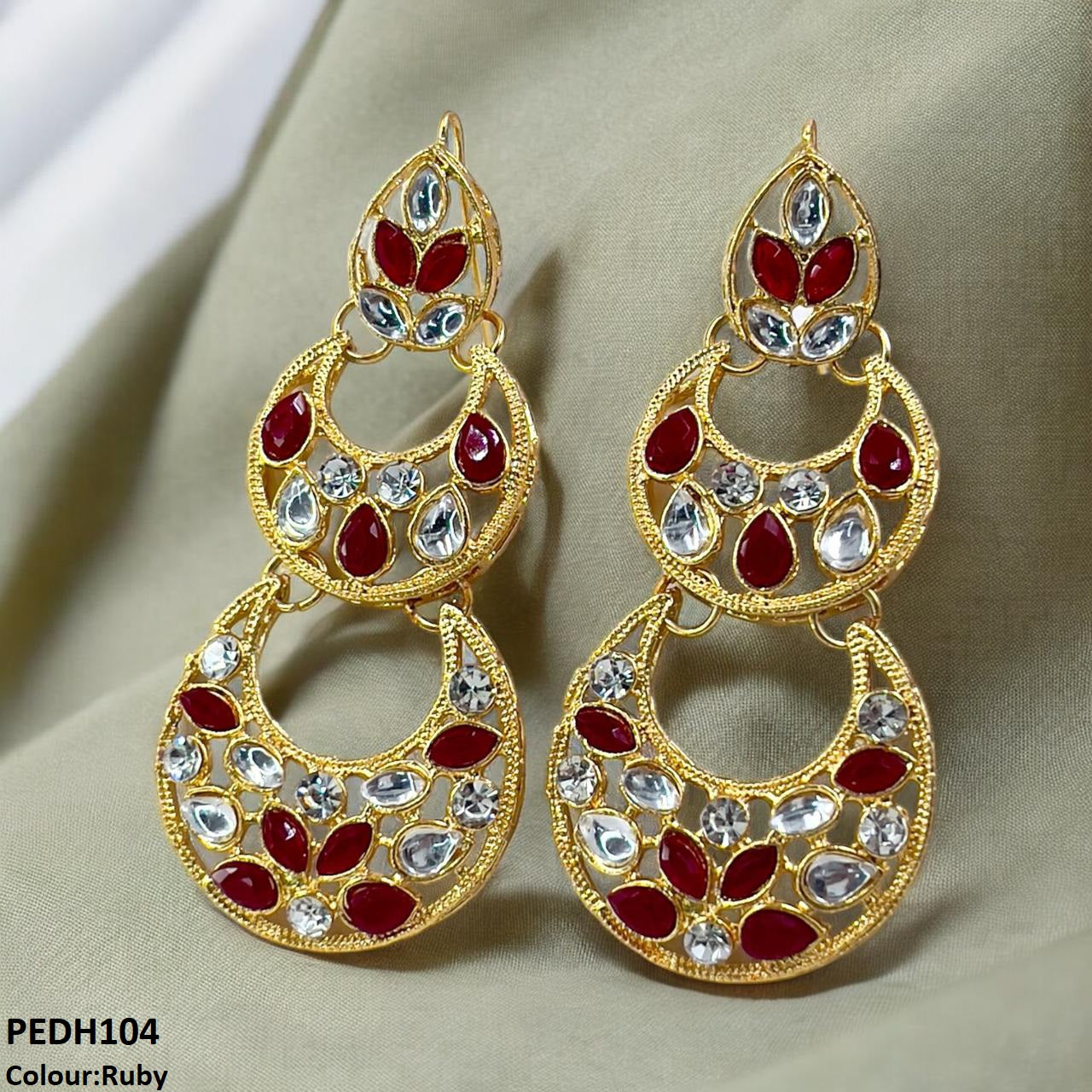 PEDH104 FRN Double Moon Drop Earrings