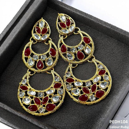 PEDH104 FRN Double Moon Drop Earrings