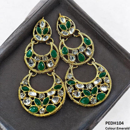 PEDH104 FRN Double Moon Drop Earrings