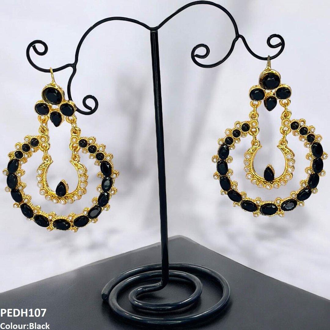 PEDH107 MZM Double Moon Drop Earrings