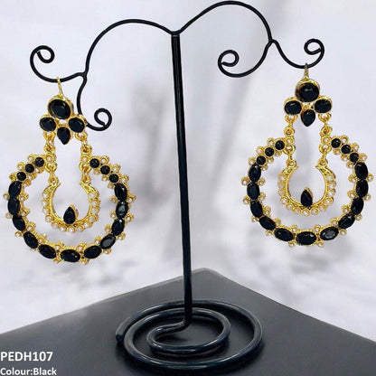 PEDH107 MZM Double Moon Drop Earrings
