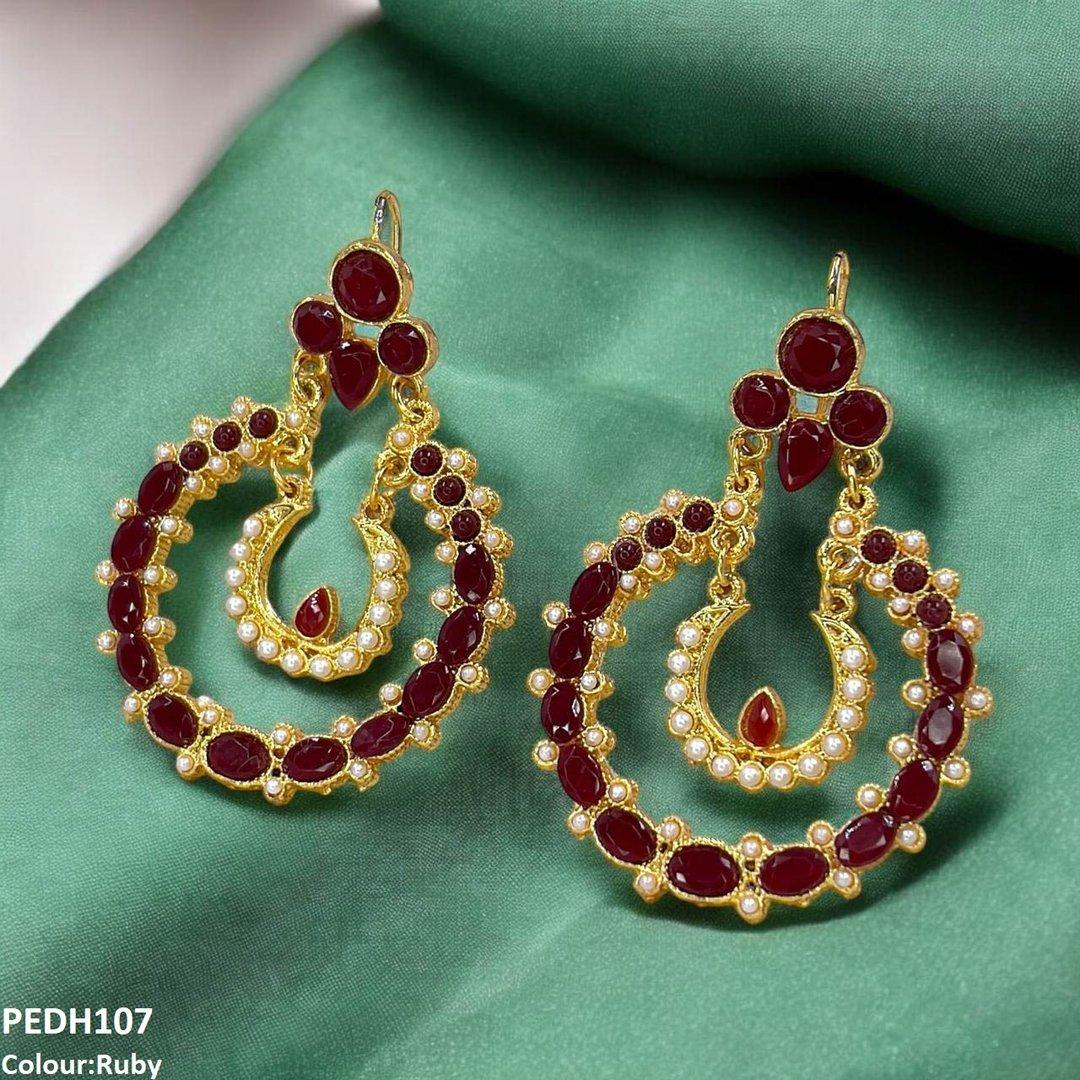 PEDH107 MZM Double Moon Drop Earrings