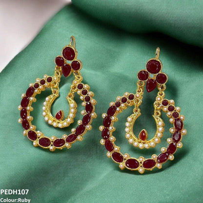 PEDH107 MZM Double Moon Drop Earrings