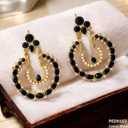 PEDH107 MZM Double Moon Drop Earrings