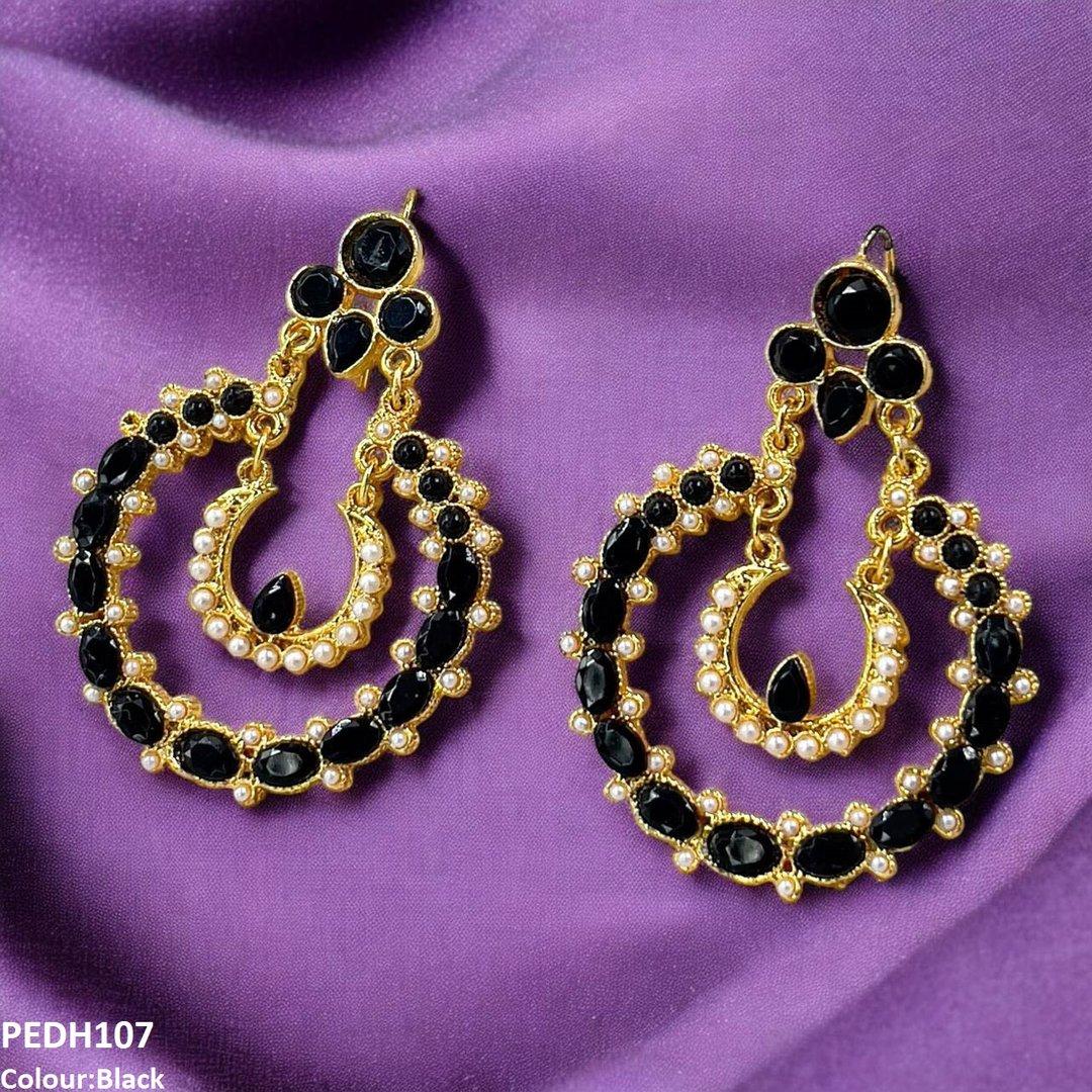 PEDH107 MZM Double Moon Drop Earrings
