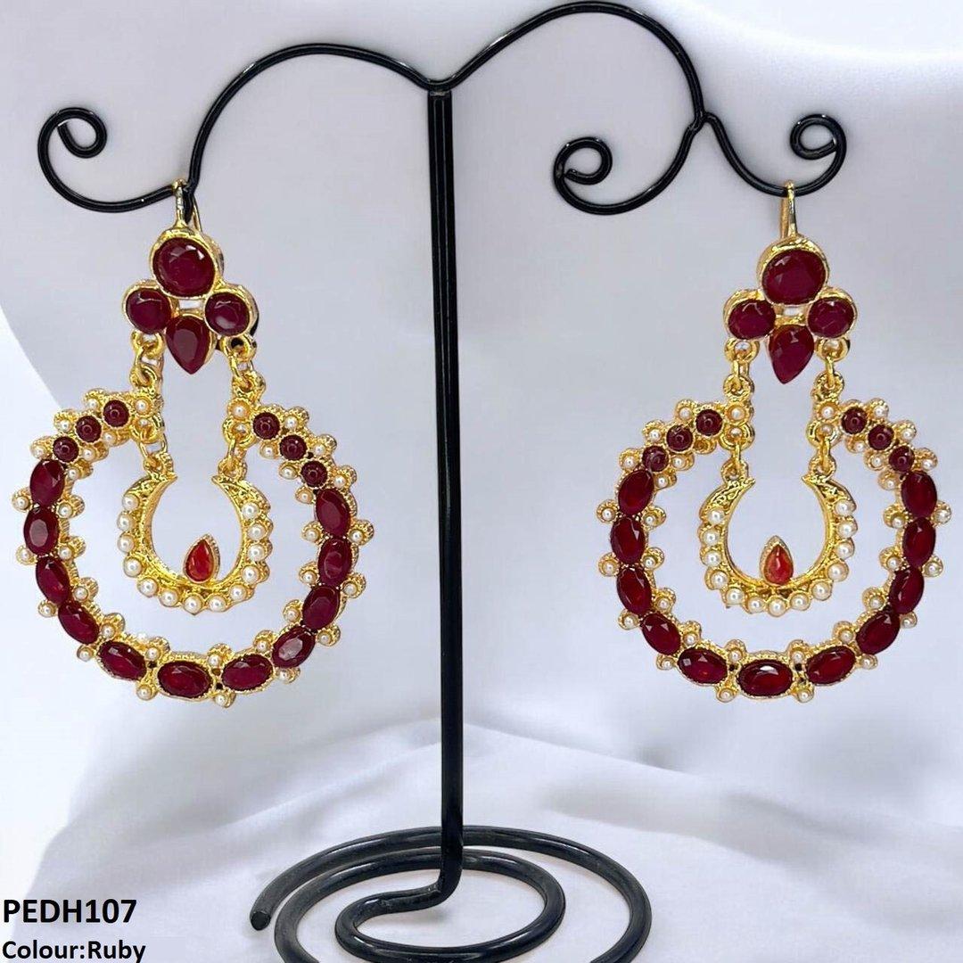 PEDH107 MZM Double Moon Drop Earrings