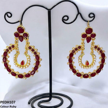 PEDH107 MZM Double Moon Drop Earrings