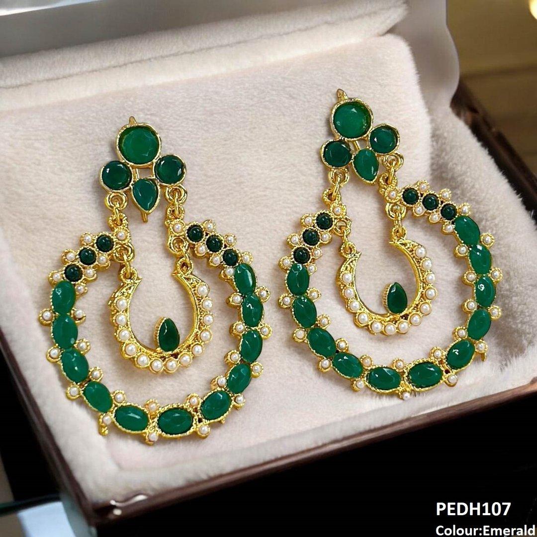 PEDH107 MZM Double Moon Drop Earrings