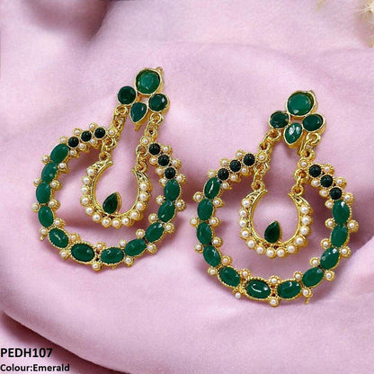 PEDH107 MZM Double Moon Drop Earrings