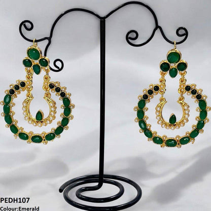 PEDH107 MZM Double Moon Drop Earrings