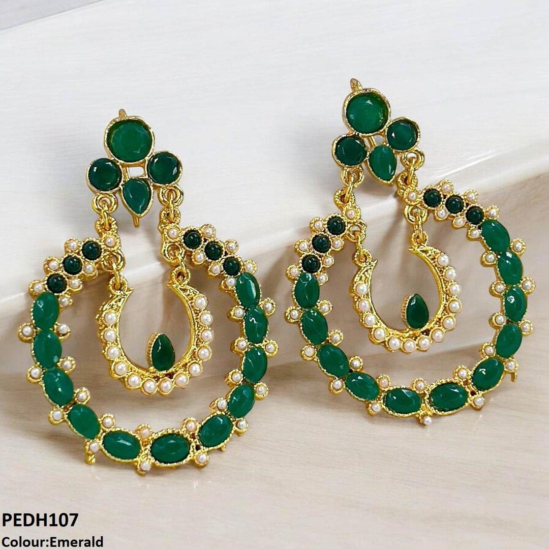 PEDH107 MZM Double Moon Drop Earrings