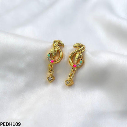 PEDH109-MZM PEDH109 MZM Covered Leaf Round Drop Earrings